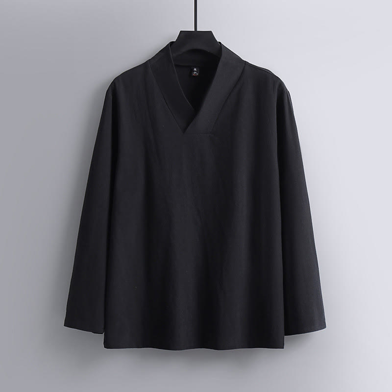 Cross-Collars Cotton Tang Suit Hanfu Top Pants Clothing Men's Set