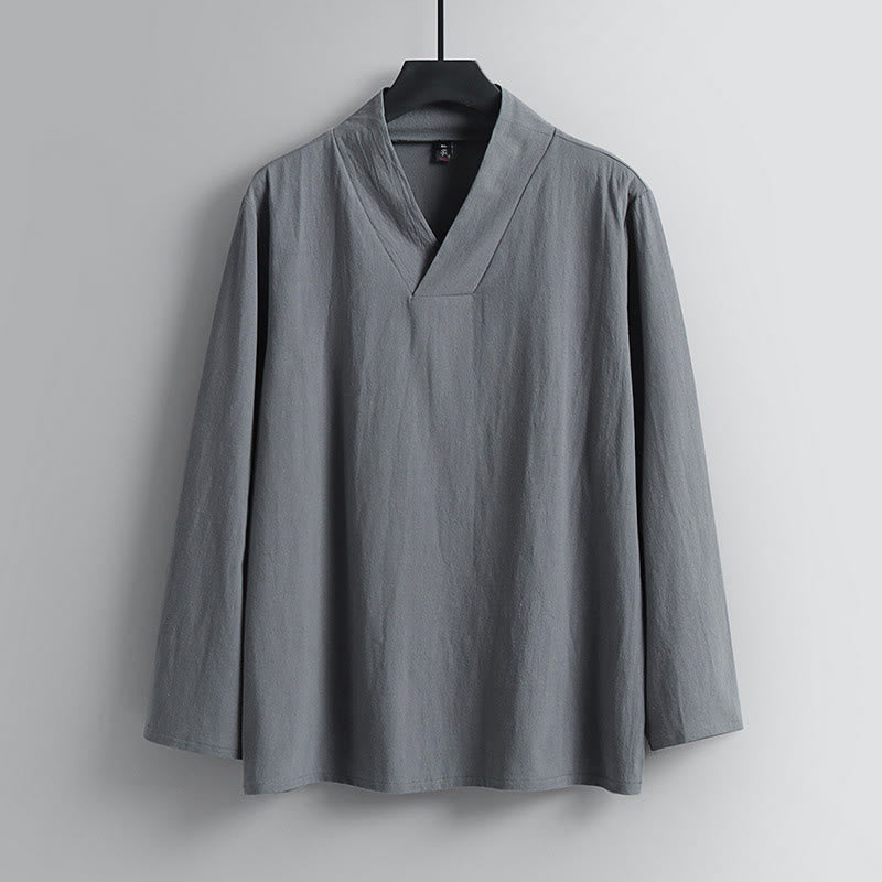 Cross-Collars Cotton Tang Suit Hanfu Top Pants Clothing Men's Set
