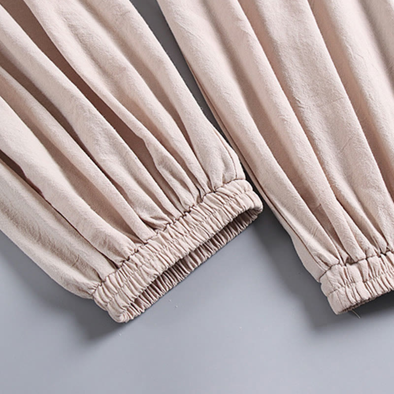 Cotton Cross-Collar Cropped Bloomers Mindful Movement Meditation Set