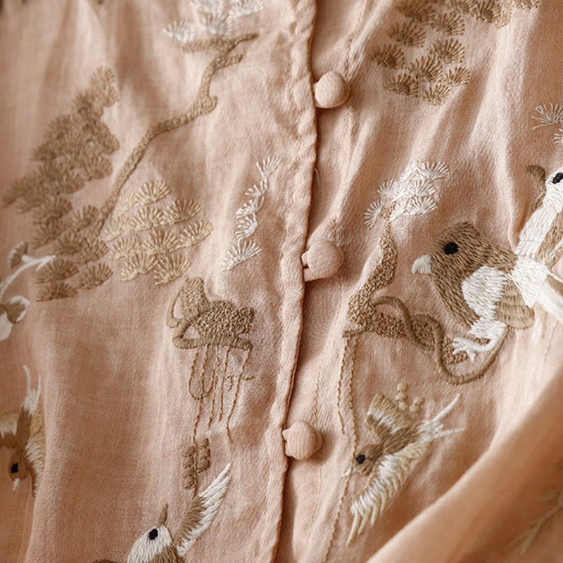 Embroidered Tencel Loose Fit Mindful Lounge Shirt