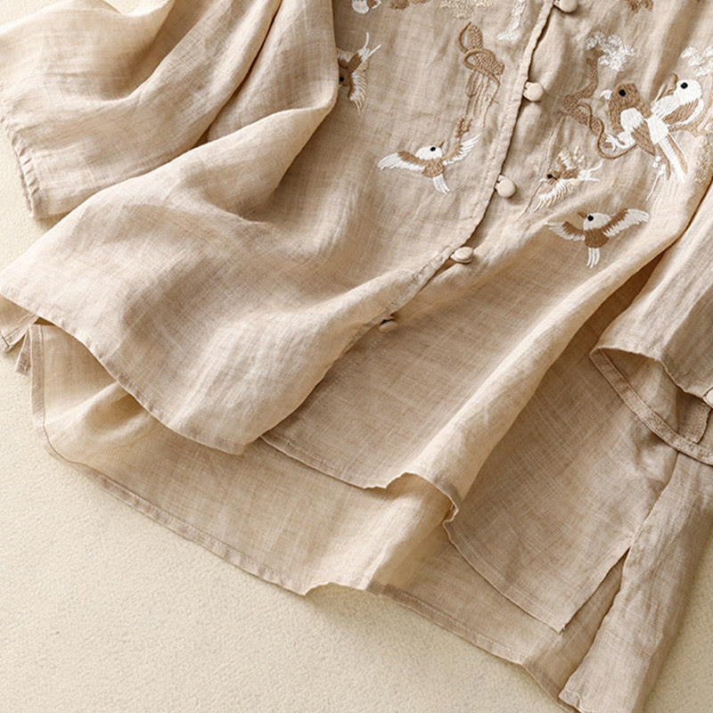 Embroidered Tencel Loose Fit Mindful Lounge Shirt