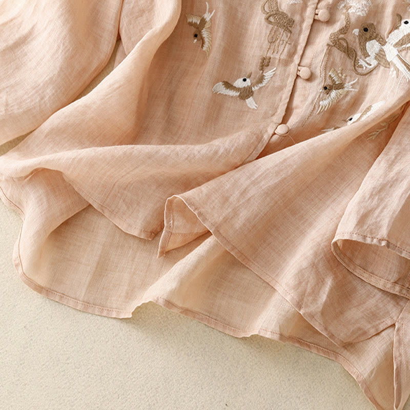 Embroidered Tencel Loose Fit Mindful Lounge Shirt
