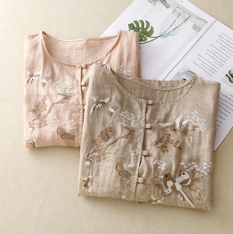Embroidered Tencel Loose Fit Mindful Lounge Shirt
