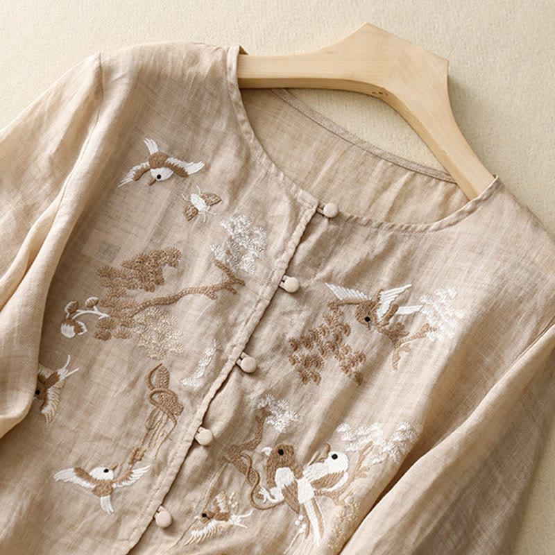 Embroidered Tencel Loose Fit Mindful Lounge Shirt