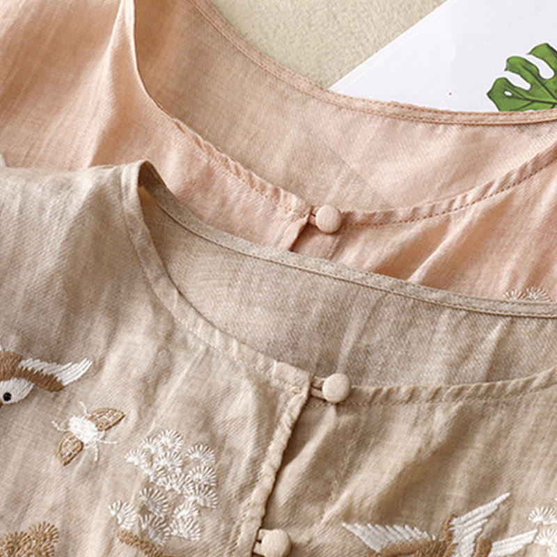 Embroidered Tencel Loose Fit Mindful Lounge Shirt