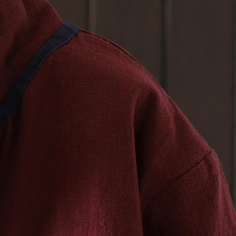 Solid Color Casual Frog-button Turtleneck Cotton Linen Women's Jacket Shirts Clothing