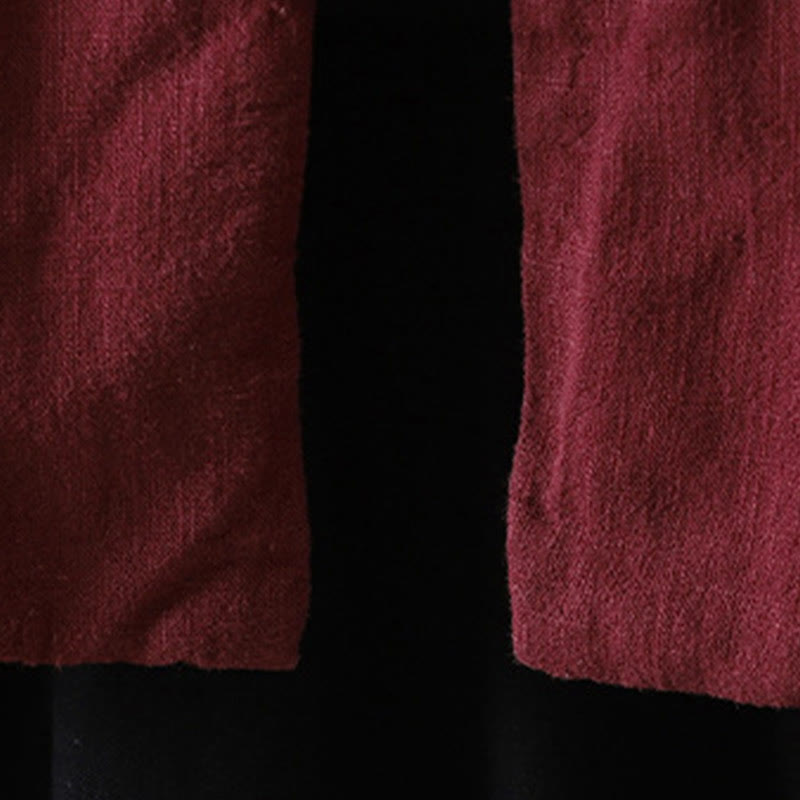 Solid Color Casual Frog-button Turtleneck Cotton Linen Women's Jacket Shirts Clothing