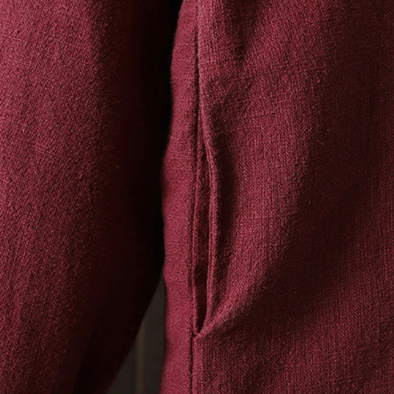 Solid Color Casual Frog-button Turtleneck Cotton Linen Women's Jacket Shirts Clothing
