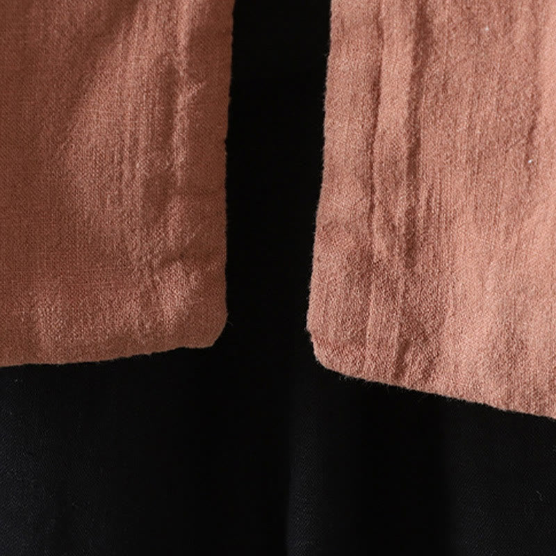 Solid Color Casual Frog-button Turtleneck Cotton Linen Women's Jacket Shirts Clothing
