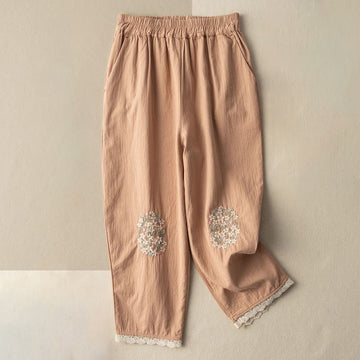 Artisanal Embroidered Cotton Breathable Meditation Harem Pants