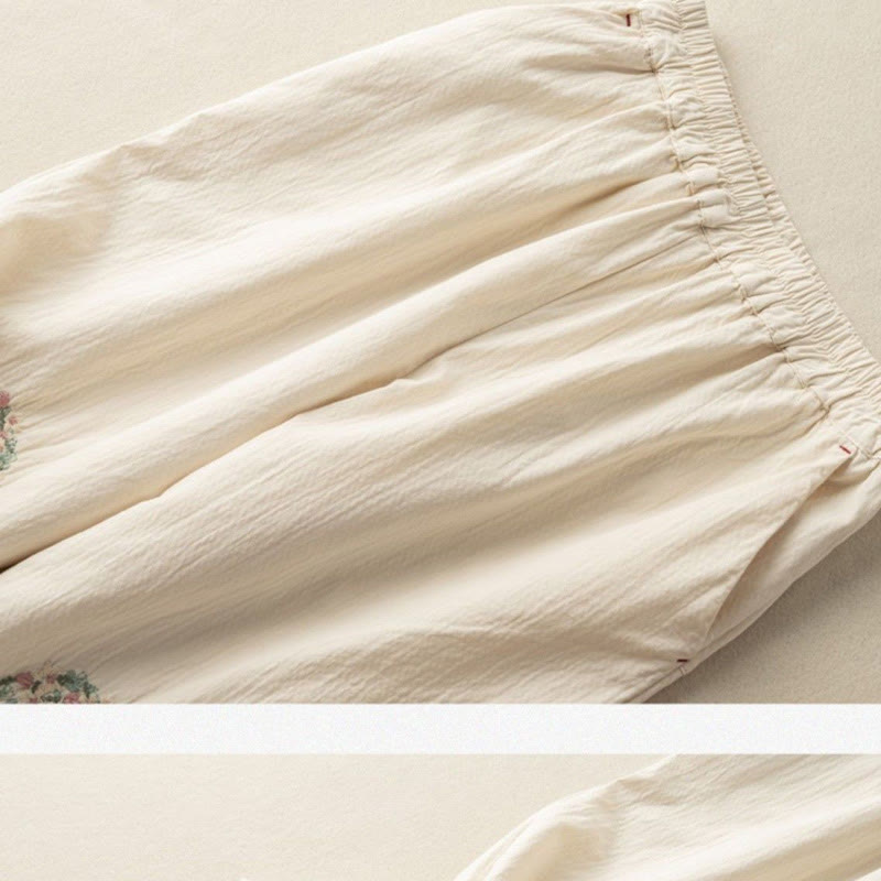 Artisanal Embroidered Cotton Breathable Meditation Harem Pants