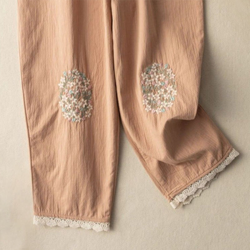 Artisanal Embroidered Cotton Breathable Meditation Harem Pants