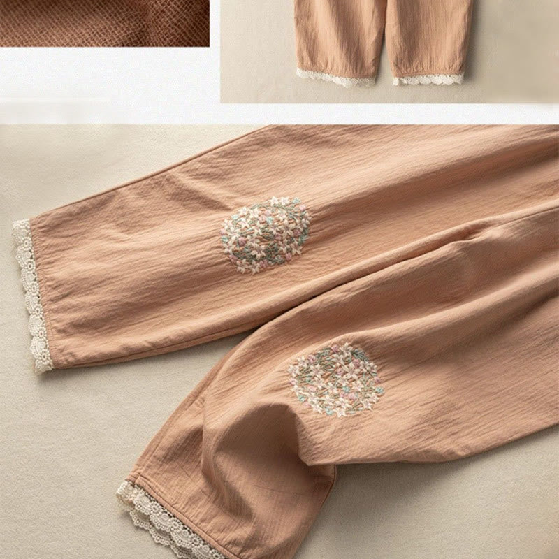 Artisanal Embroidered Cotton Breathable Meditation Harem Pants