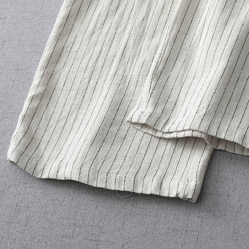 Vertical Striped High Waist Wide Leg Pants With Pockets