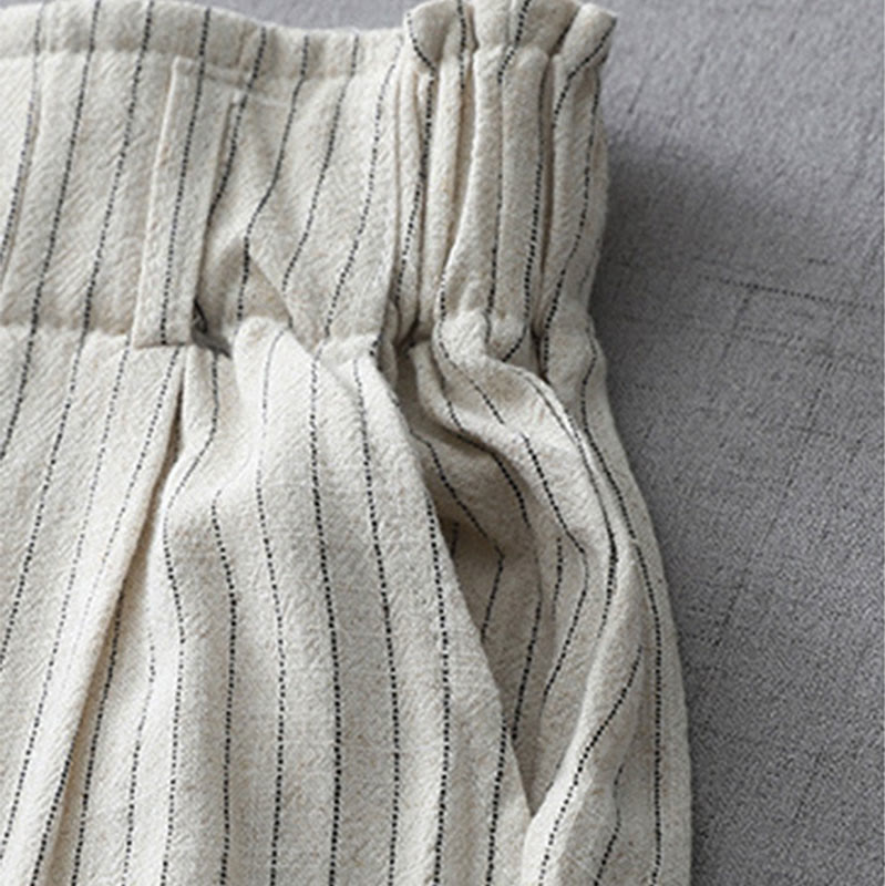 Vertical Striped High Waist Wide Leg Pants With Pockets