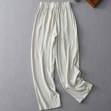 Vertical Striped High Waist Wide Leg Pants With Pockets