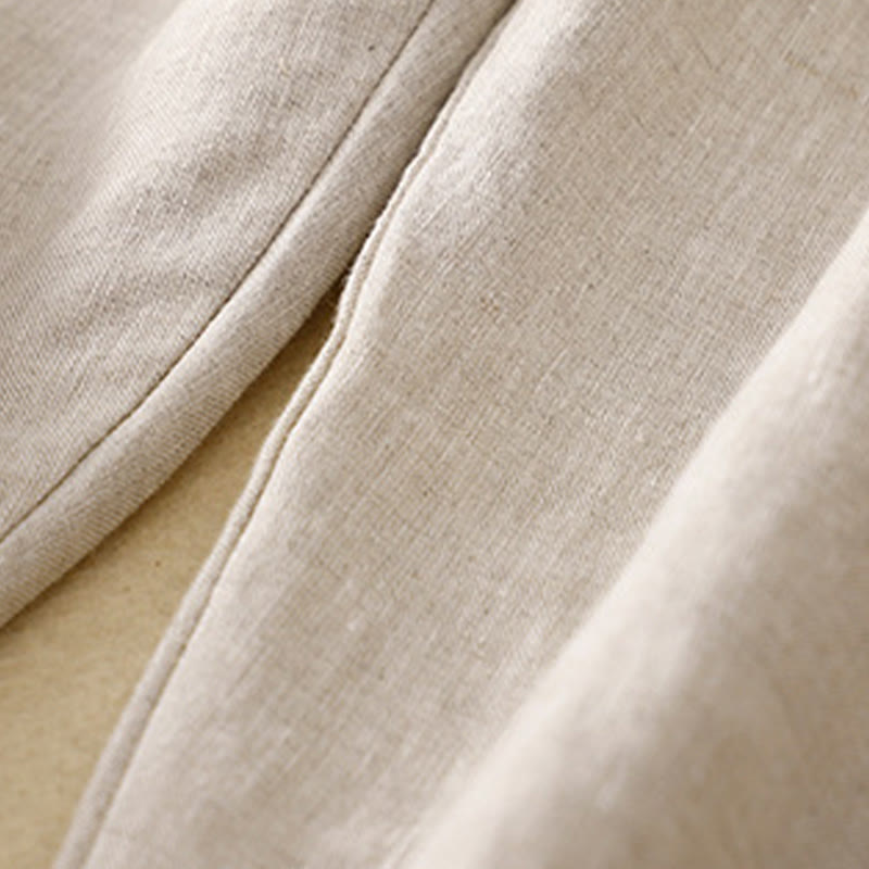 Vintage High Waist Lace-up Cotton Linen Harem Pants With Pockets