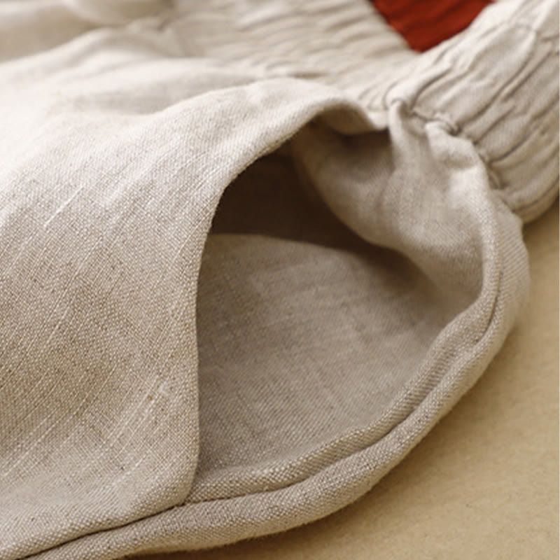 Vintage High Waist Lace-up Cotton Linen Harem Pants With Pockets