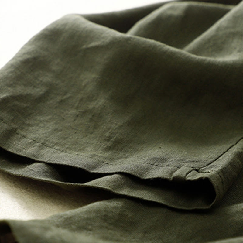 Vintage High Waist Lace-up Cotton Linen Harem Pants With Pockets