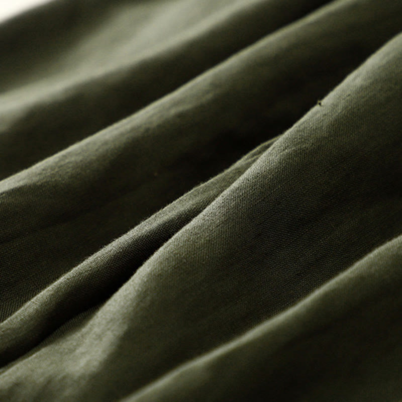 Vintage High Waist Lace-up Cotton Linen Harem Pants With Pockets