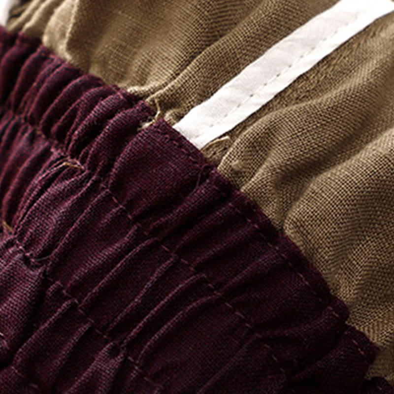 Vintage High Waist Lace-up Cotton Linen Harem Pants With Pockets