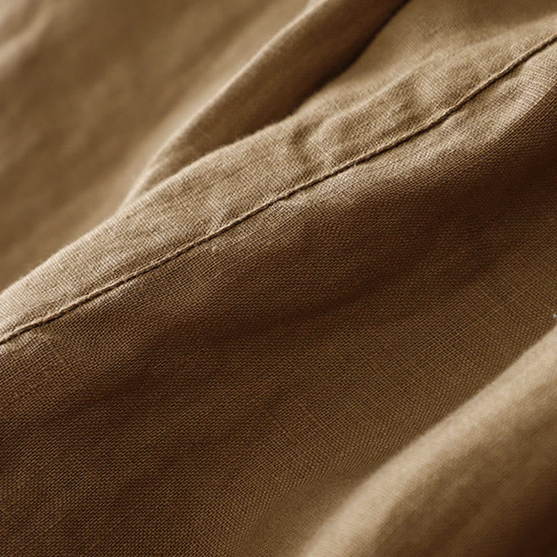 Vintage High Waist Lace-up Cotton Linen Harem Pants With Pockets