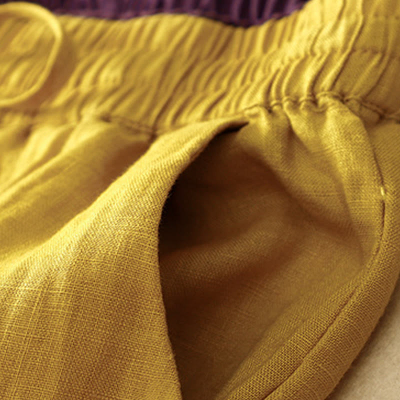 Vintage High Waist Lace-up Cotton Linen Harem Pants With Pockets