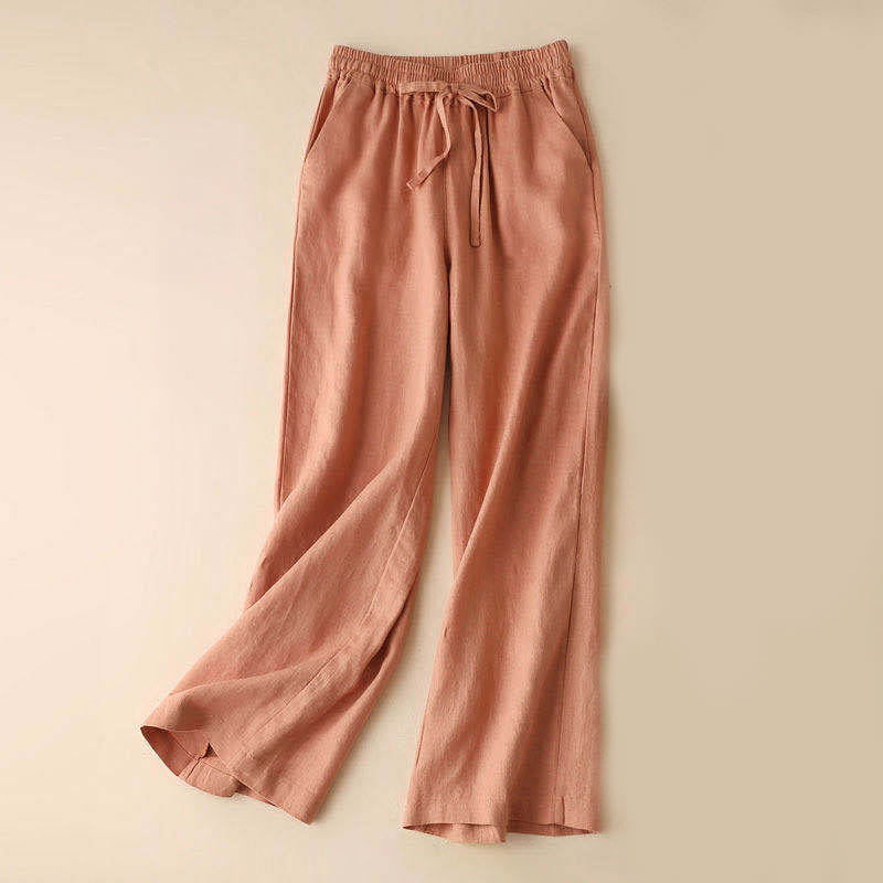 Casual High Waist Lace-up Wide Leg Pants With Pockets