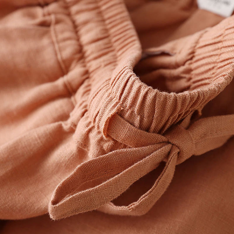 Casual High Waist Lace-up Wide Leg Pants With Pockets