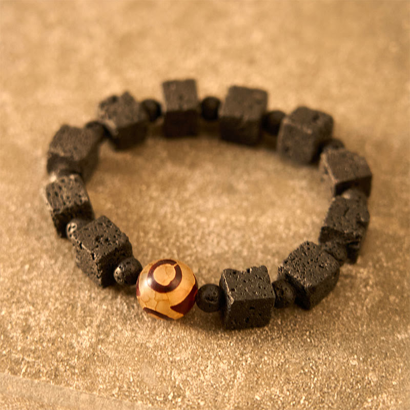 Lava Rock Dzi Bead Healing Bracelet