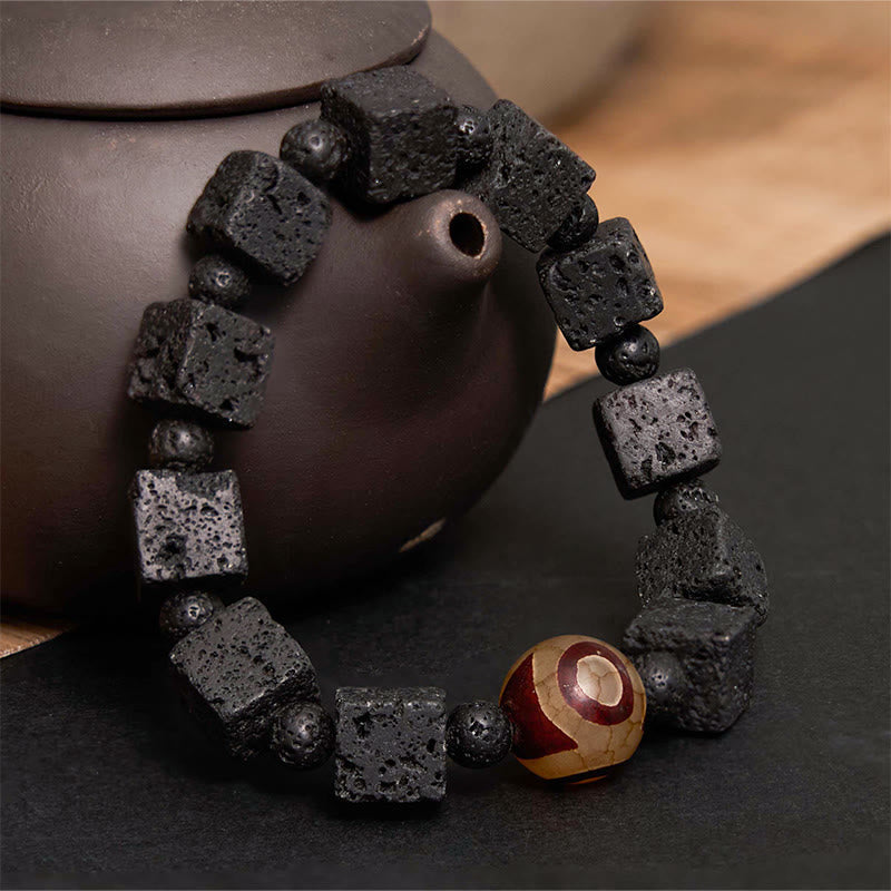 Lava Rock Dzi Bead Healing Bracelet
