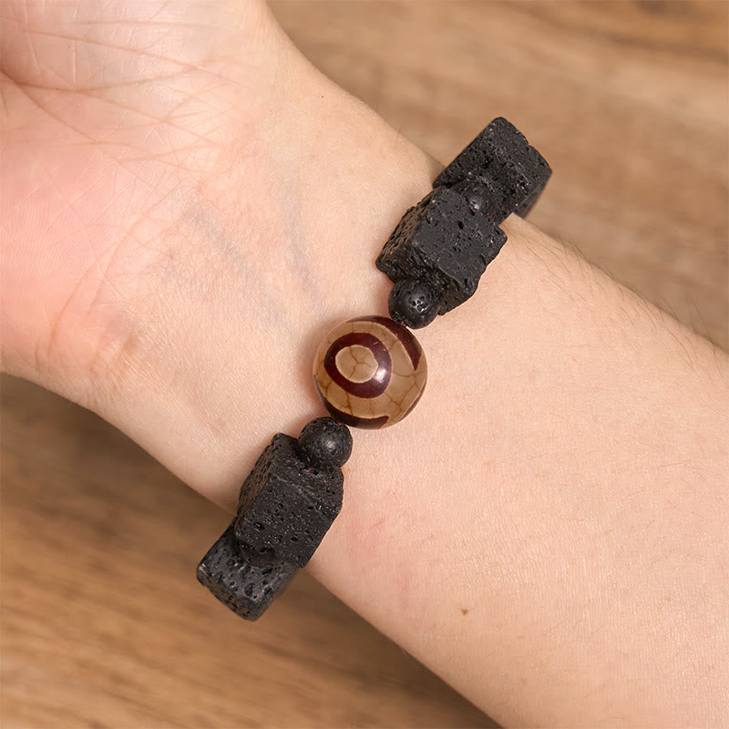 Lava Rock Dzi Bead Healing Bracelet