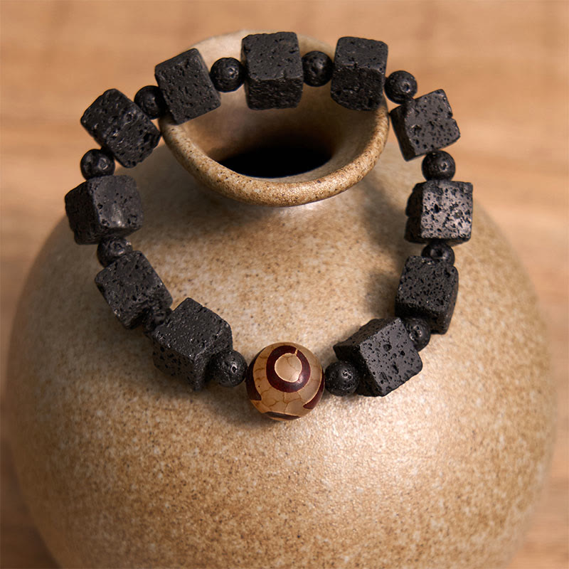 Lava Rock Dzi Bead Healing Bracelet
