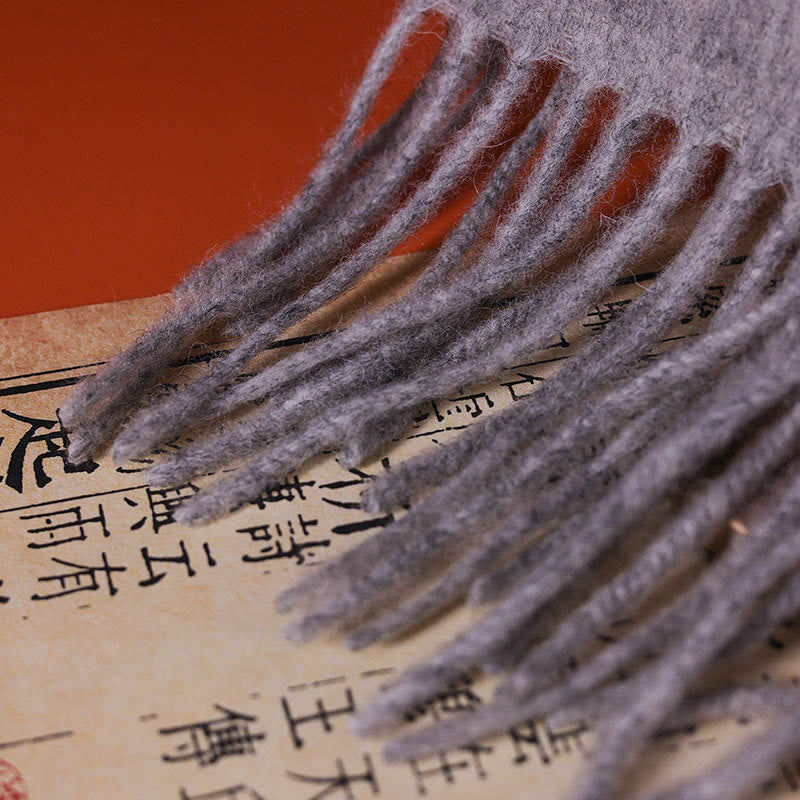 Wool Shawl Pink Peony Butterfly Embroidery Tassel Winter Cozy Travel Scarf Wrap