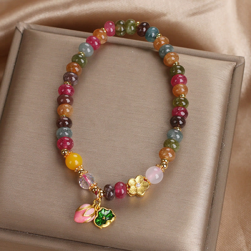 Tourmaline Lotus Seedpod Wisdom Bracelet