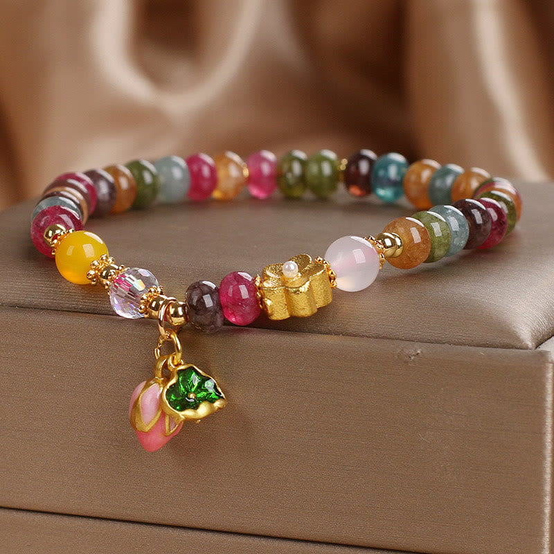 Tourmaline Lotus Seedpod Wisdom Bracelet