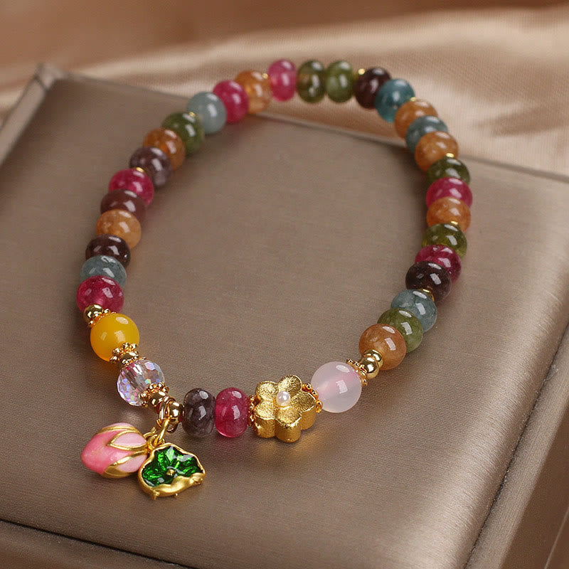 Tourmaline Lotus Seedpod Wisdom Bracelet