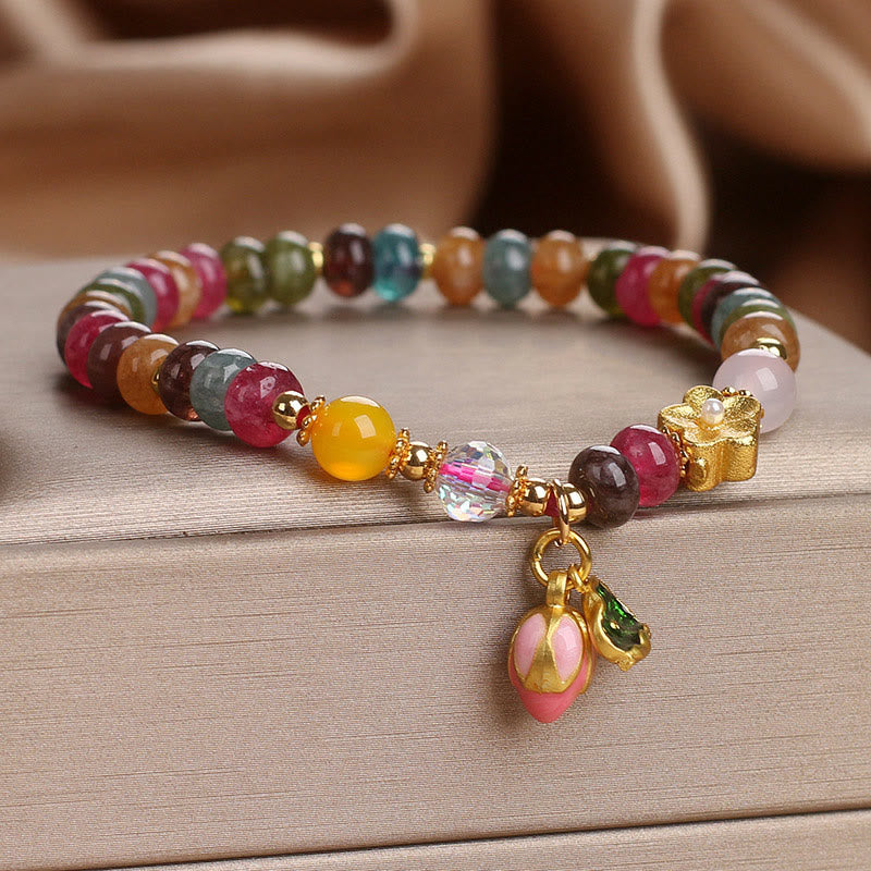 Tourmaline Lotus Seedpod Wisdom Bracelet