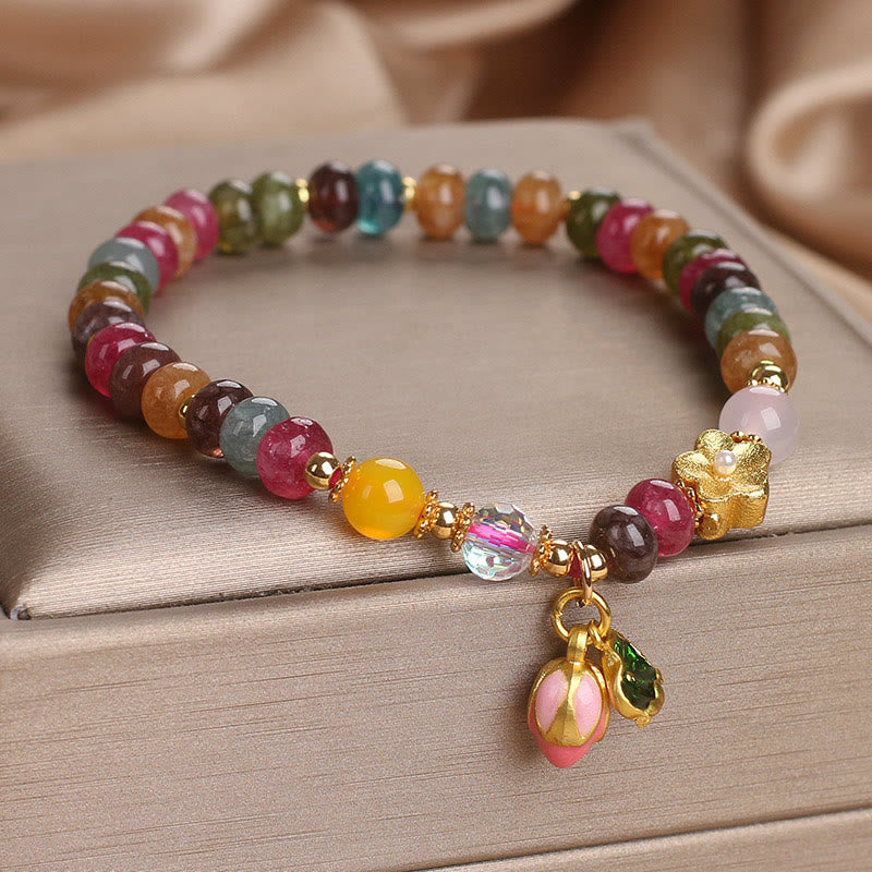 Tourmaline Lotus Seedpod Wisdom Bracelet