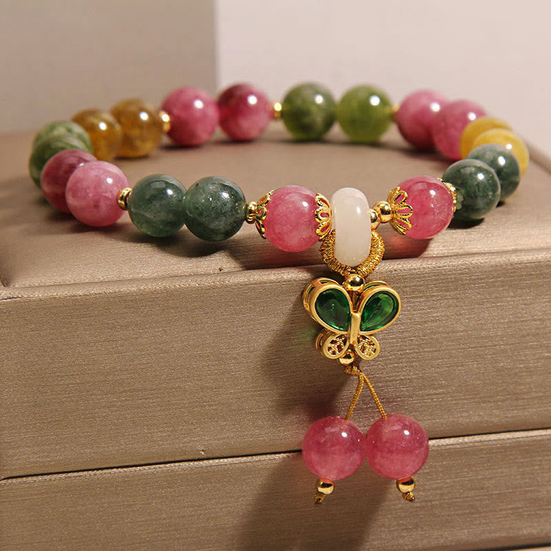 Tourmaline Jade Butterfly Wisdom Bracelet