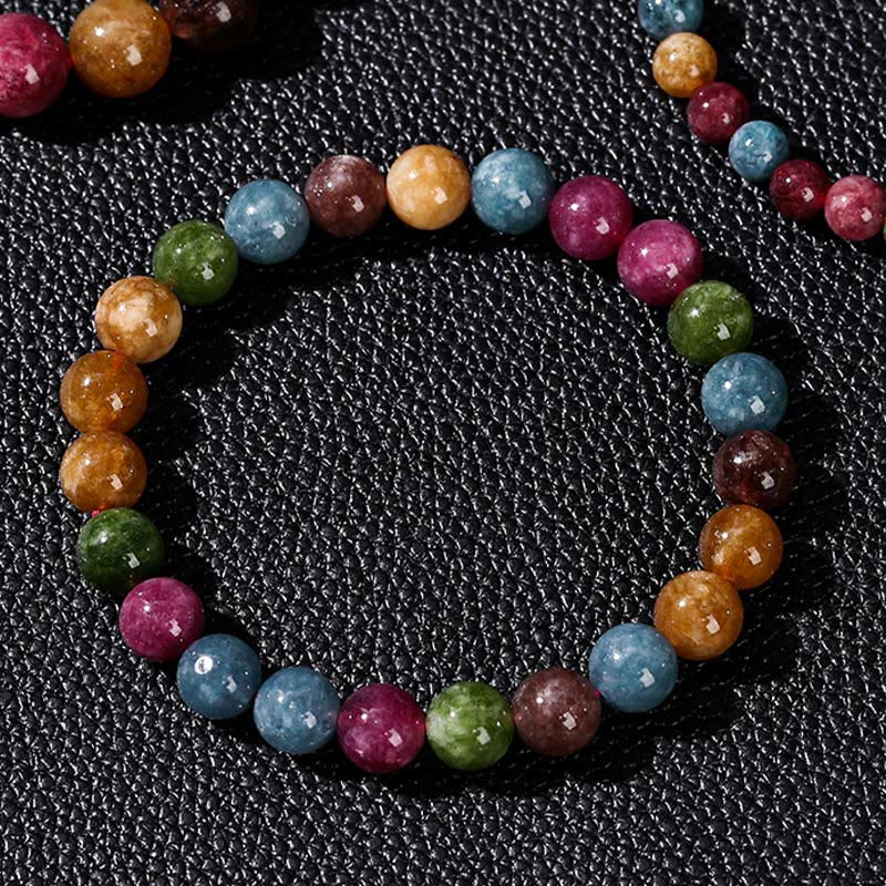 Multicolor Tourmaline Beaded Bracelet for Energetic Balance