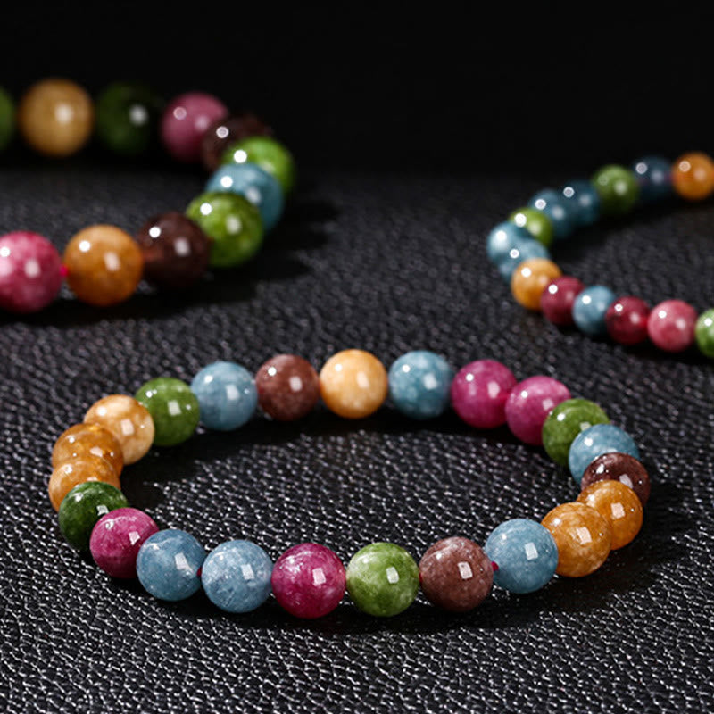 Multicolor Tourmaline Beaded Bracelet for Energetic Balance