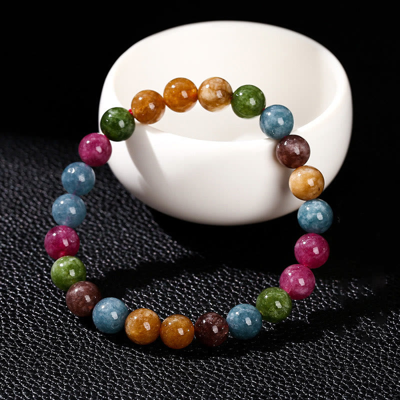 Multicolor Tourmaline Beaded Bracelet for Energetic Balance