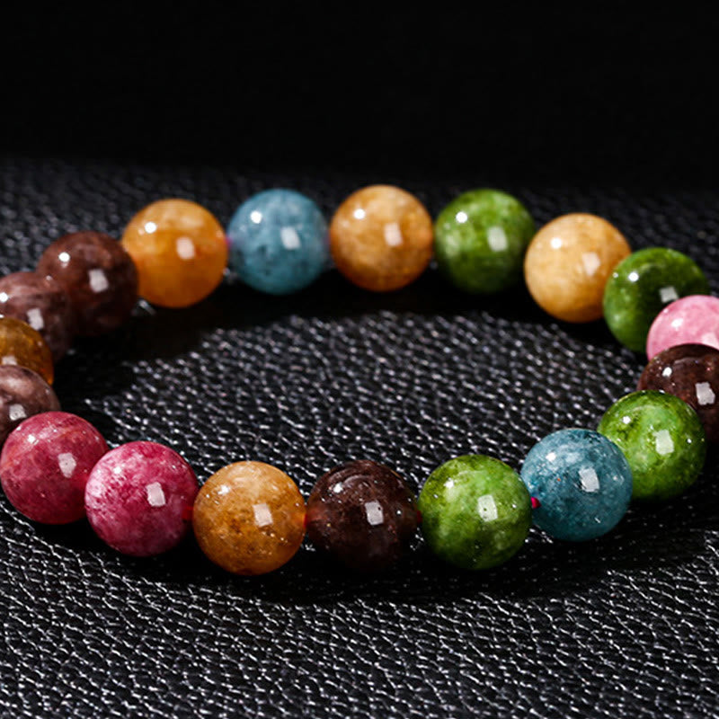 Multicolor Tourmaline Beaded Bracelet for Energetic Balance