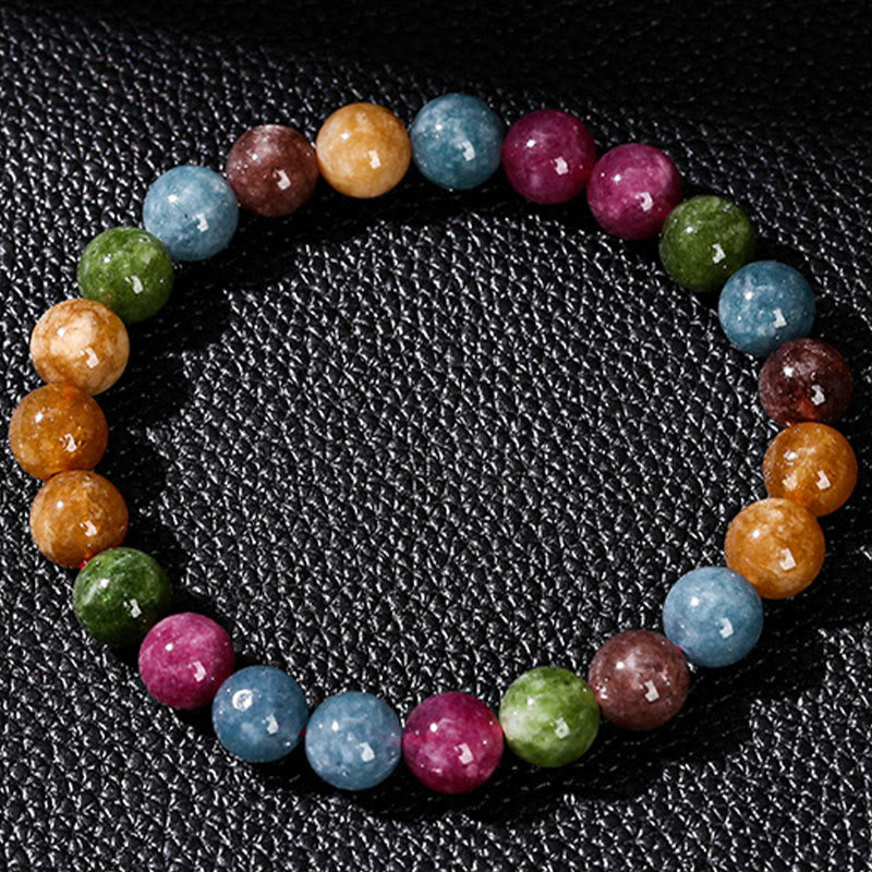 Multicolor Tourmaline Beaded Bracelet for Energetic Balance
