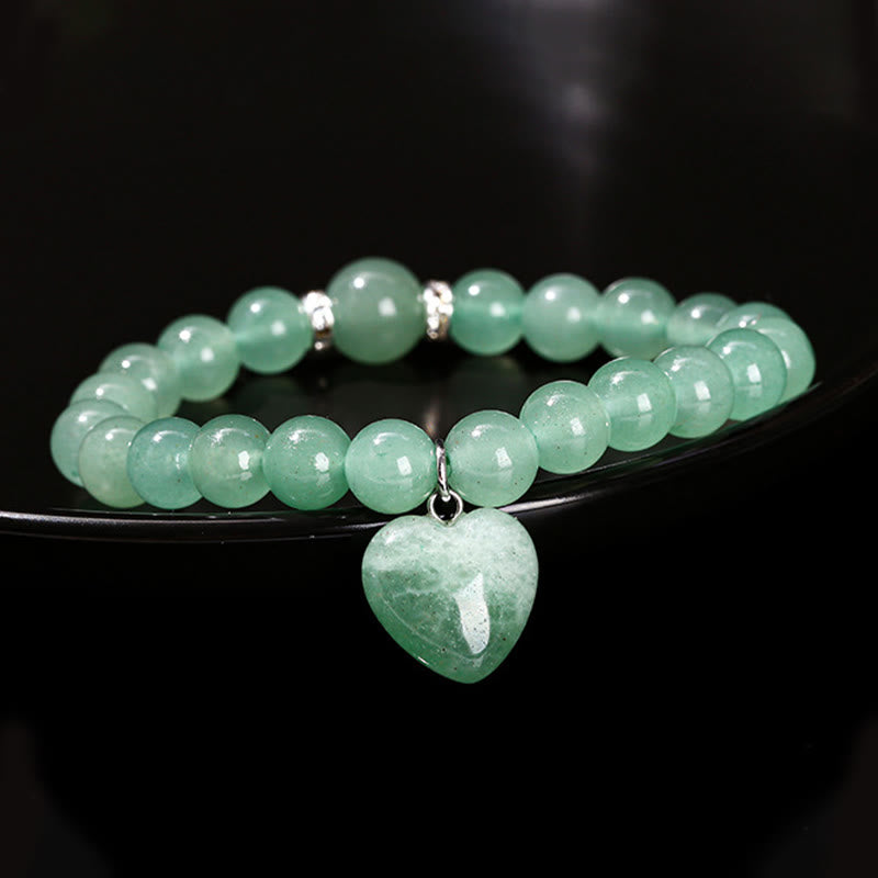 Various Crystal Green Aventurine Love Heart Balance Bracelet