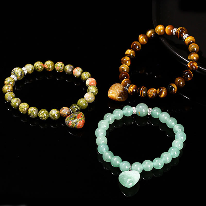 Various Crystal Green Aventurine Love Heart Balance Bracelet