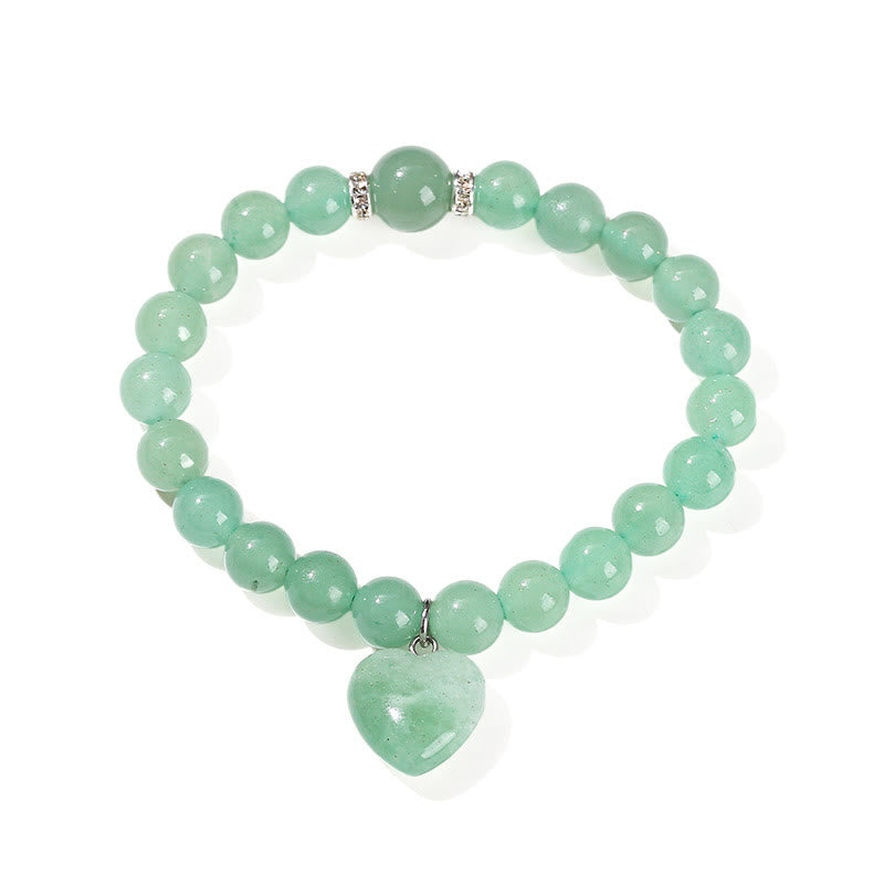 Various Crystal Green Aventurine Love Heart Balance Bracelet