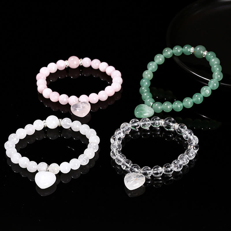 Various Crystal Green Aventurine Love Heart Balance Bracelet
