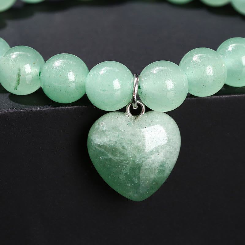 Various Crystal Green Aventurine Love Heart Balance Bracelet